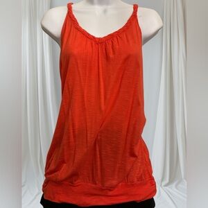 Mine Orange Racerback Embroidered Sheer Back Tank Top Size Medium EPOC